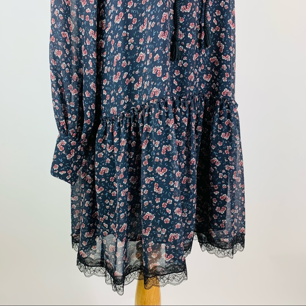 See By Chloe Floral Haze Lace Trim Dress Sz 42 - Picture 7 of 14